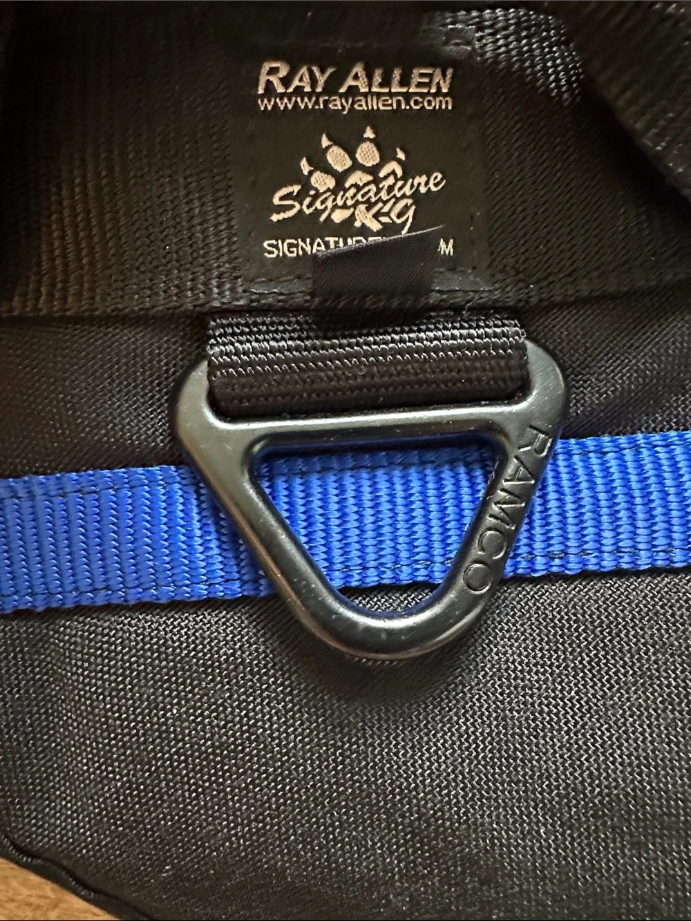 Ray Allen Black Dog Harness with Blue Line Accent